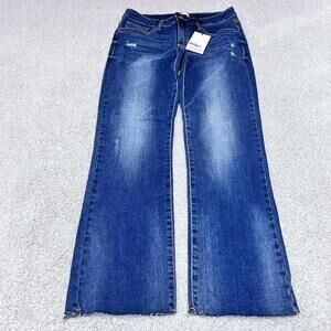 Special A Jeans Women’s Blue Straight Leg Distressed Pockets Size 5 NWT